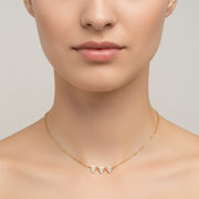 NFD72310. 14K Solid Yellow Gold Baguette Diamond Fancy Necklace